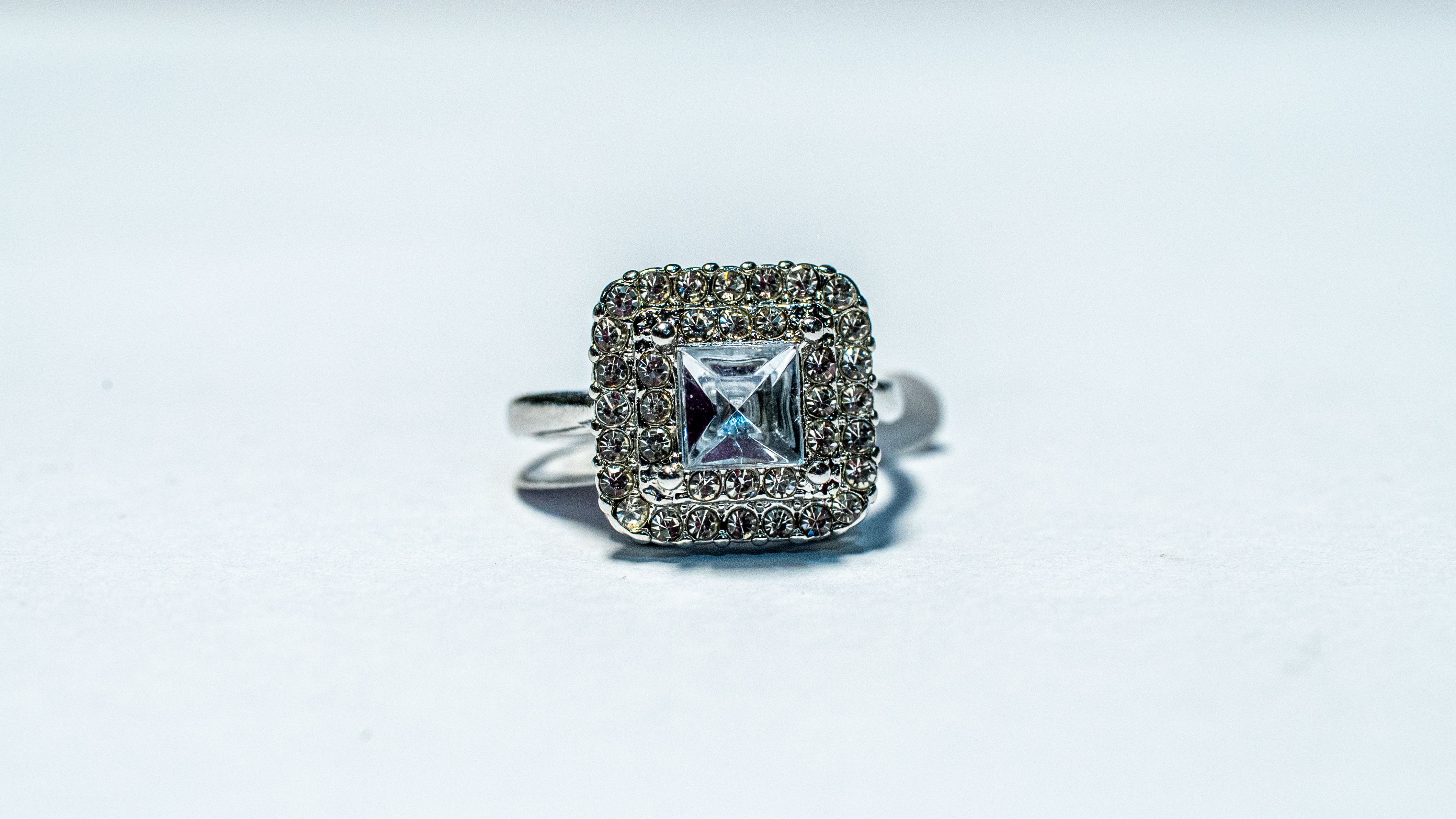 Square Halo Crystal Ring