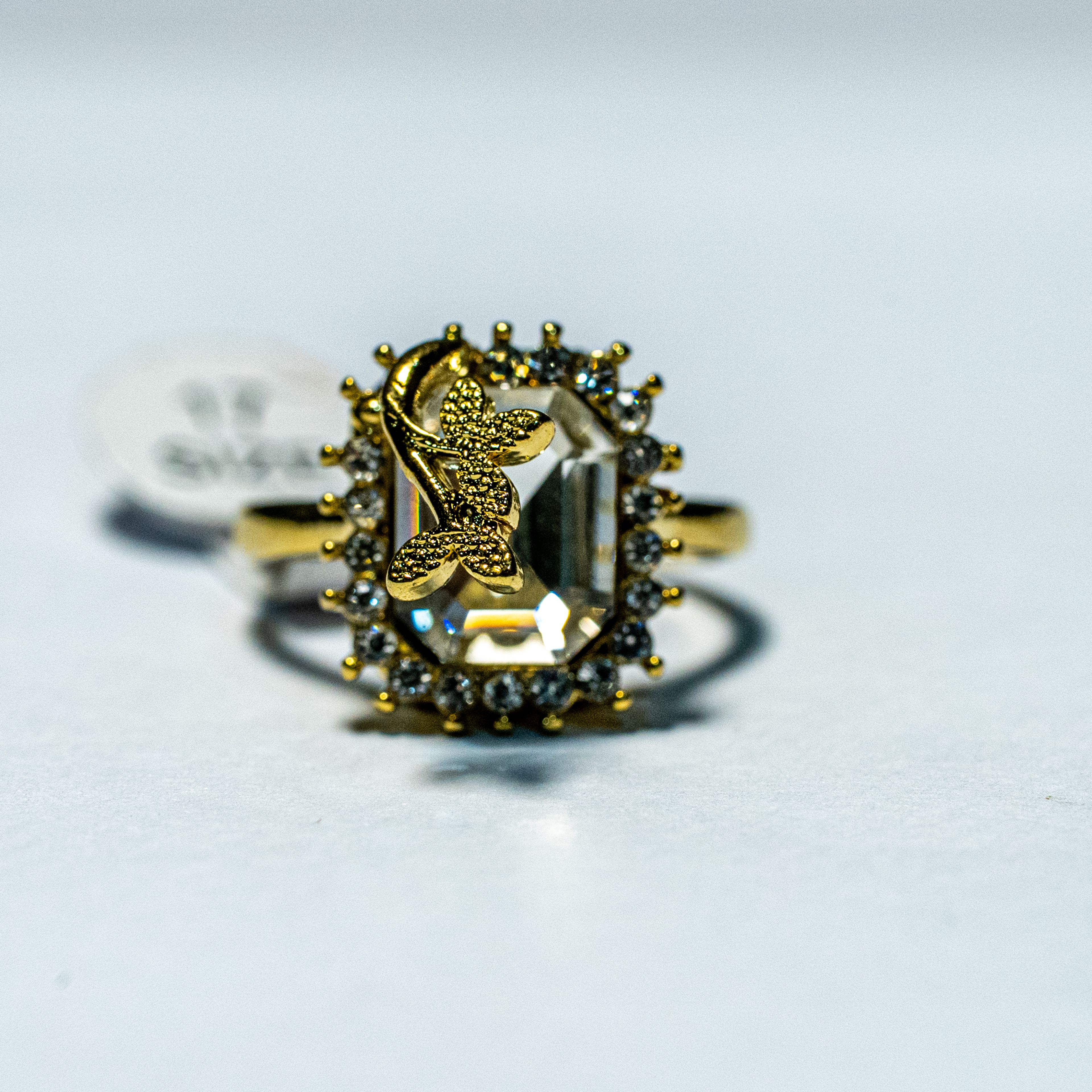 Vintage Rectangle Halo Ring