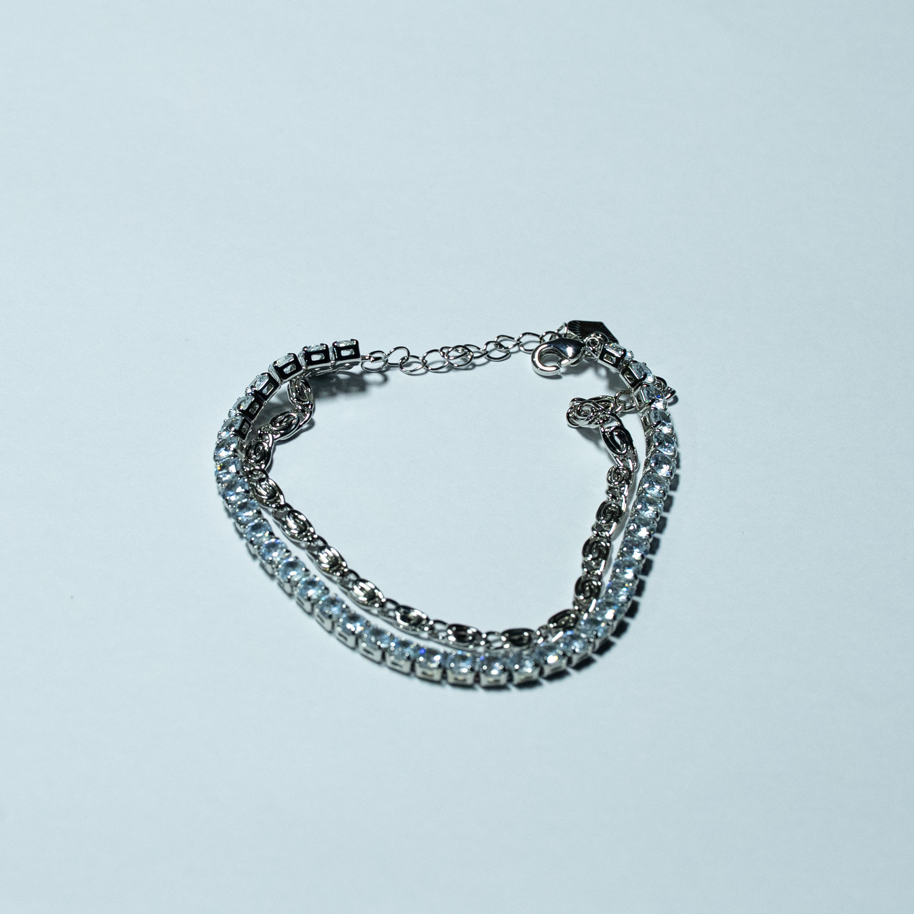 Silver Twin Row Tennis Bracelet
