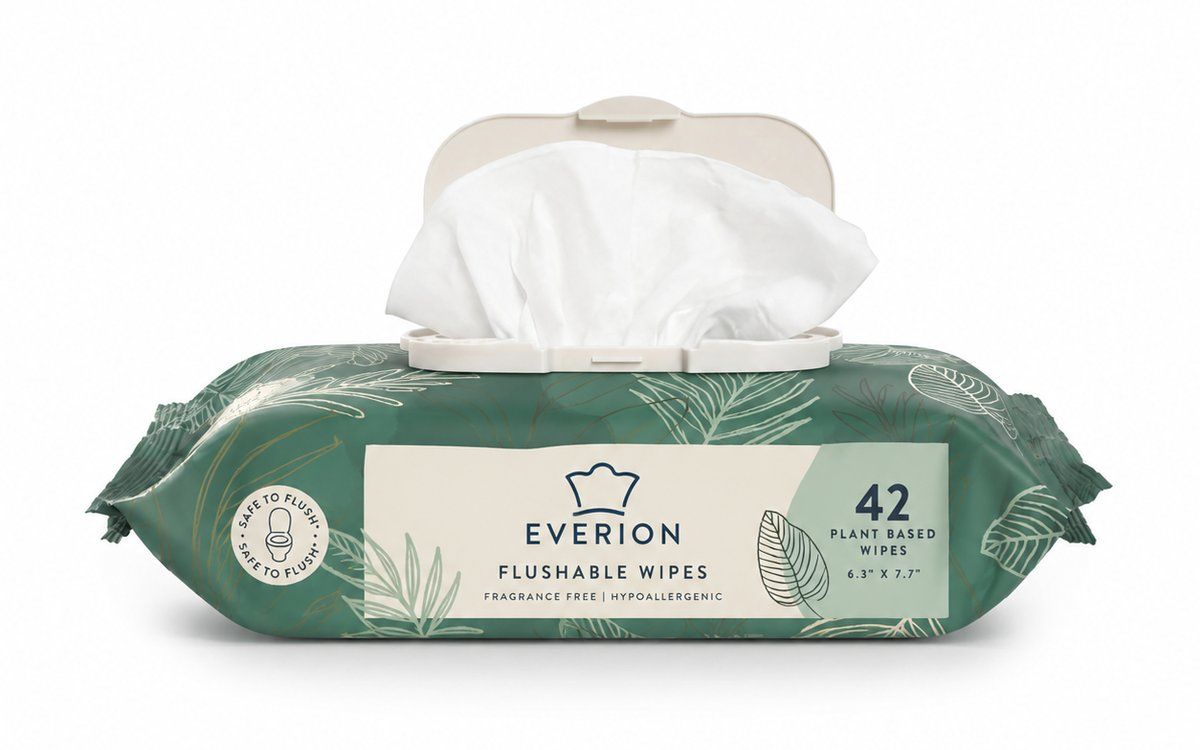Flushable wet wipes for bathroom hygiene