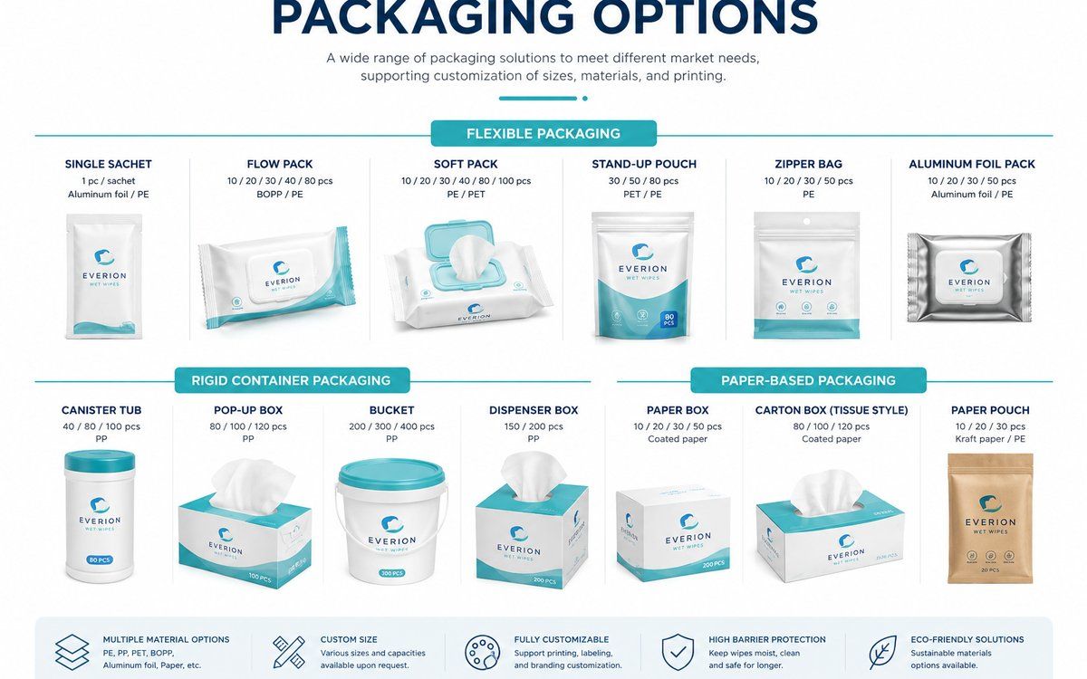 Custom wet wipes packaging options