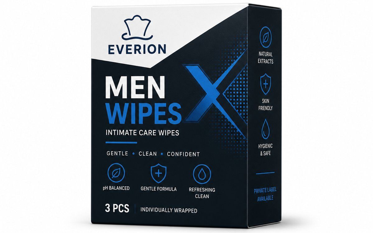 Men's intimate hygiene wipes for personal care