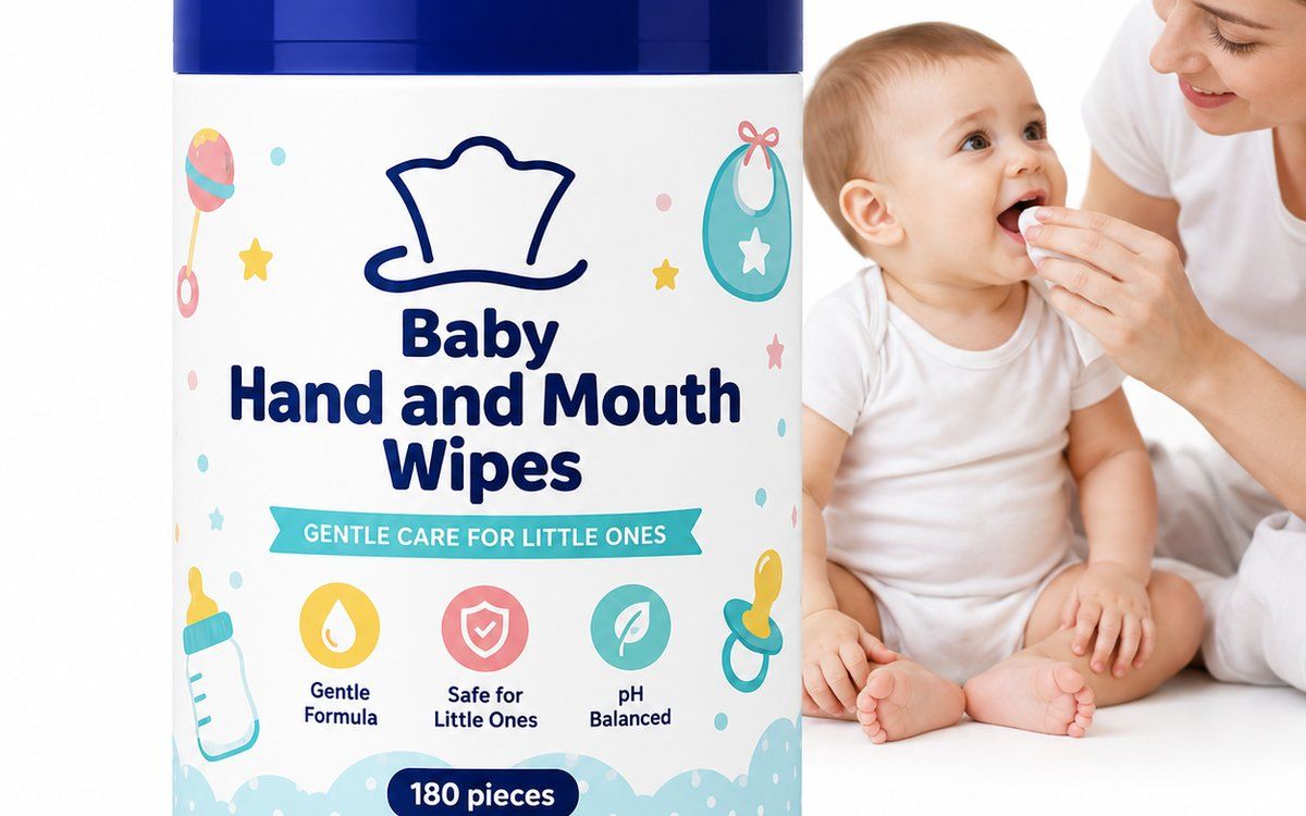 Baby hand and mouth wipes for gentle cleaning