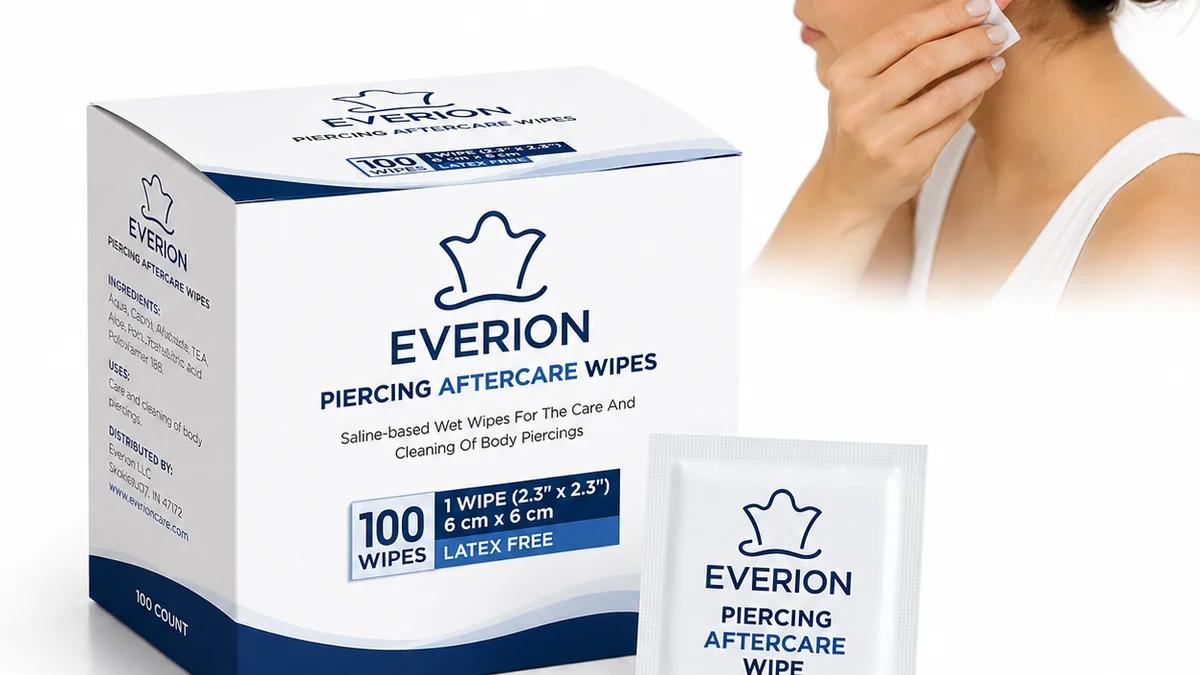 Piercing and tattoo aftercare wipes packaging