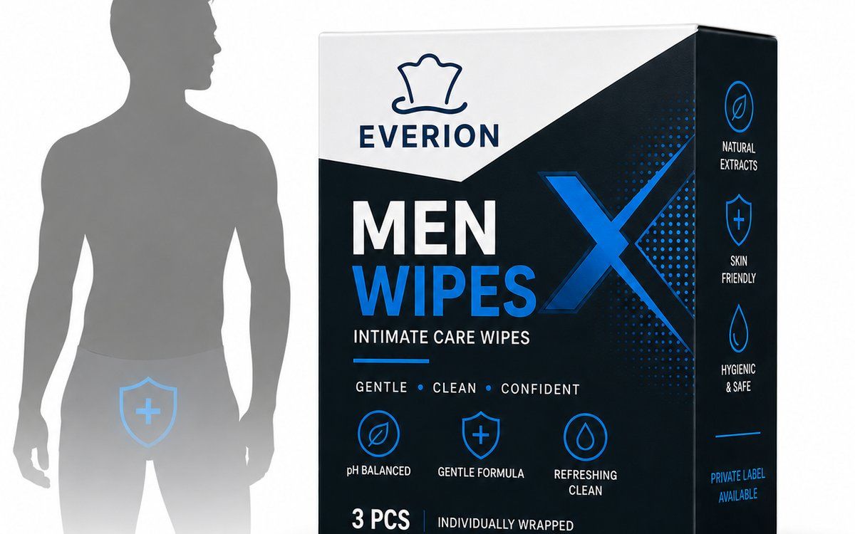 Men's intimate hygiene wipes for personal care