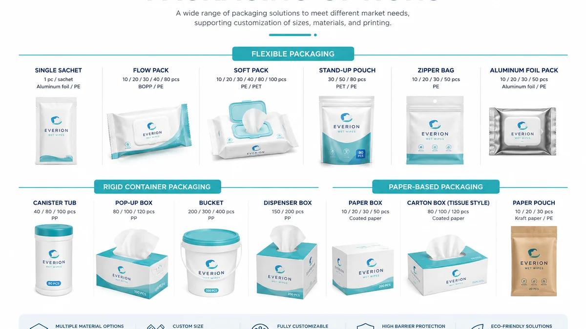 Custom wet wipes packaging options