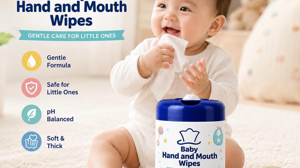 Baby hand and mouth wipes for gentle cleaning