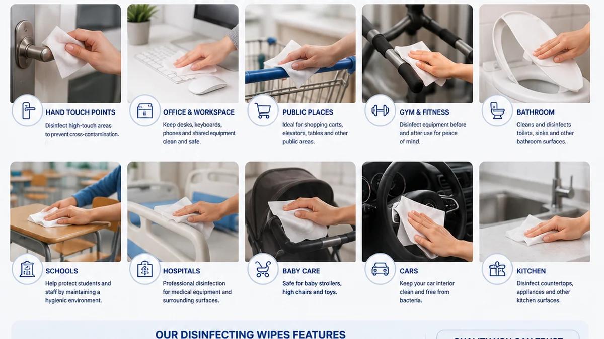 Disinfecting wipes for surface cleaning