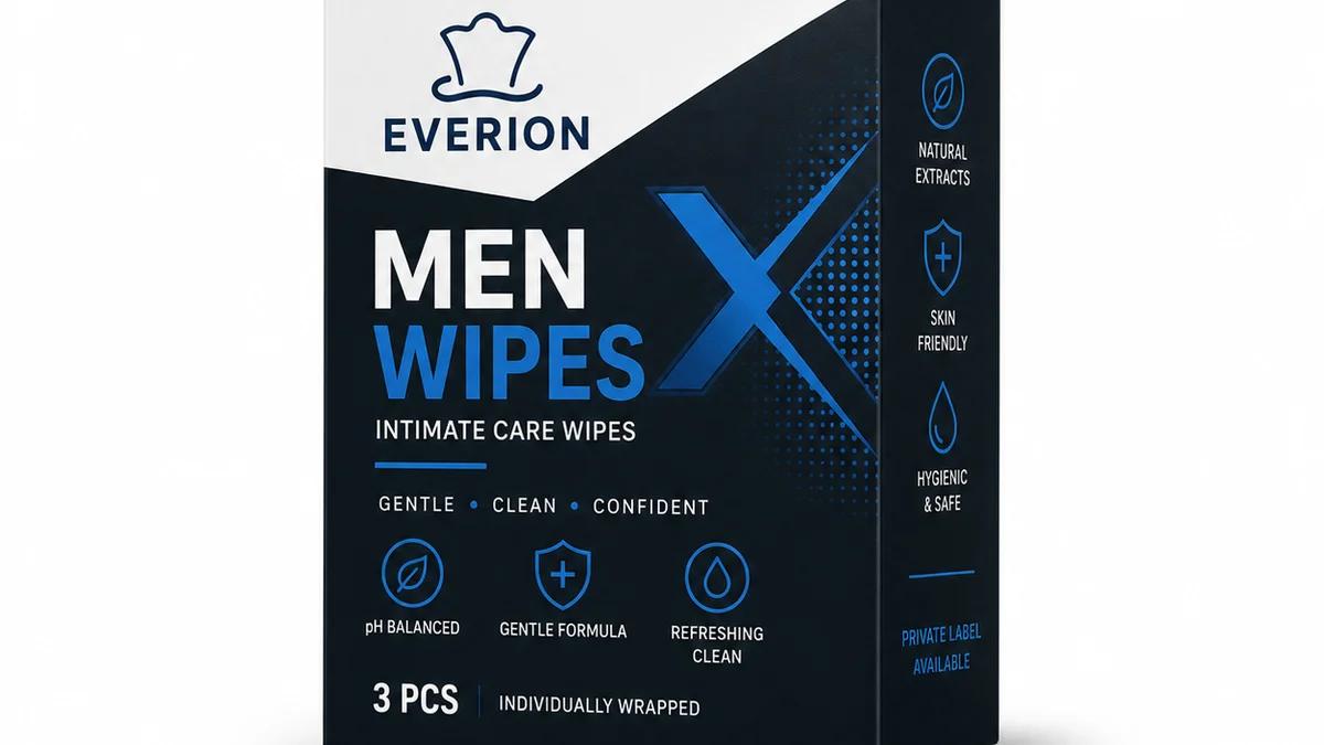 Men's intimate hygiene wipes for personal care
