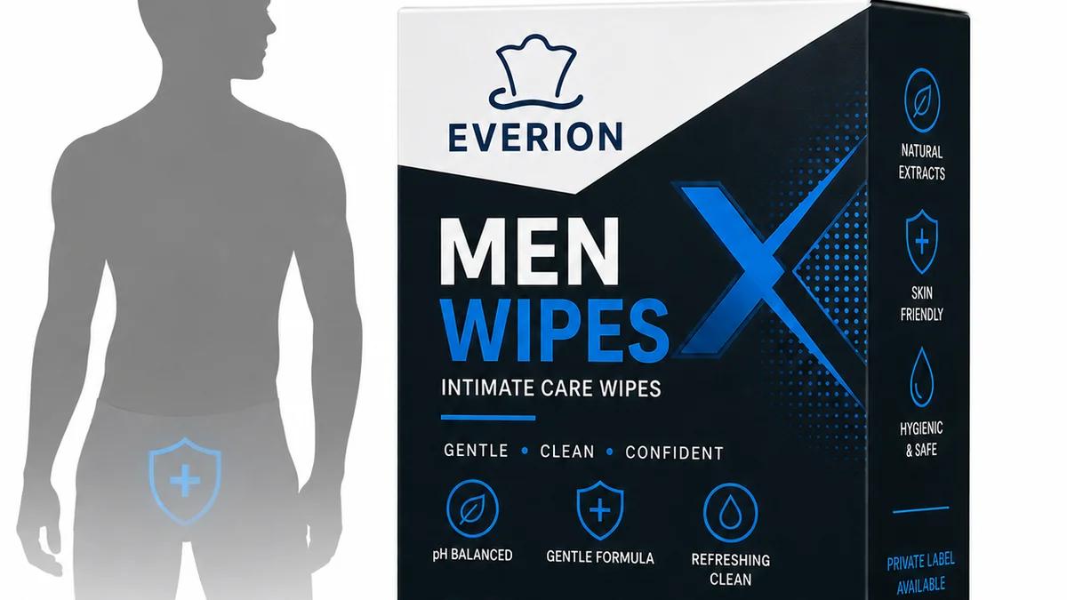 Men's intimate hygiene wipes for personal care