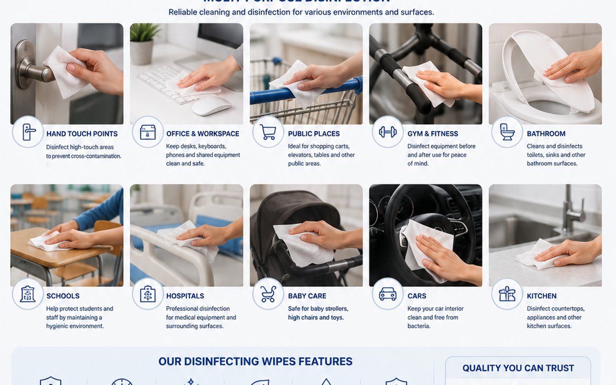 Disinfecting wipes for surface cleaning