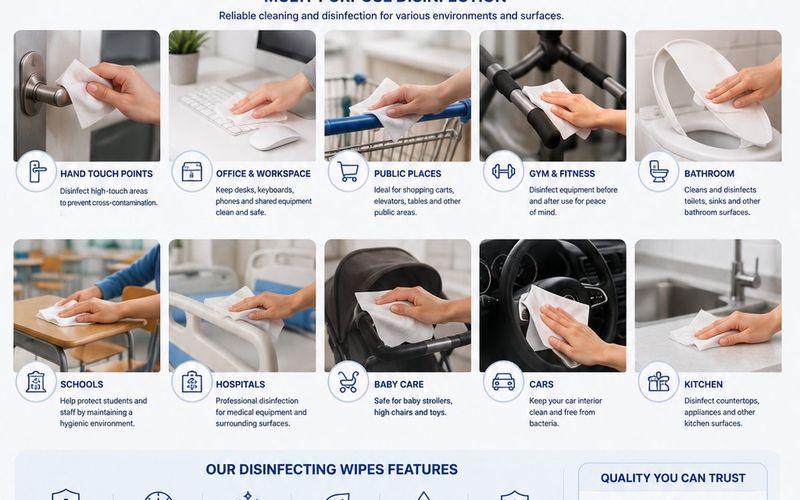 Disinfecting wipes for surface cleaning