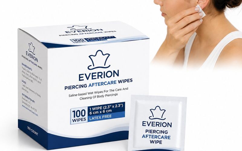 Piercing and tattoo aftercare wipes packaging