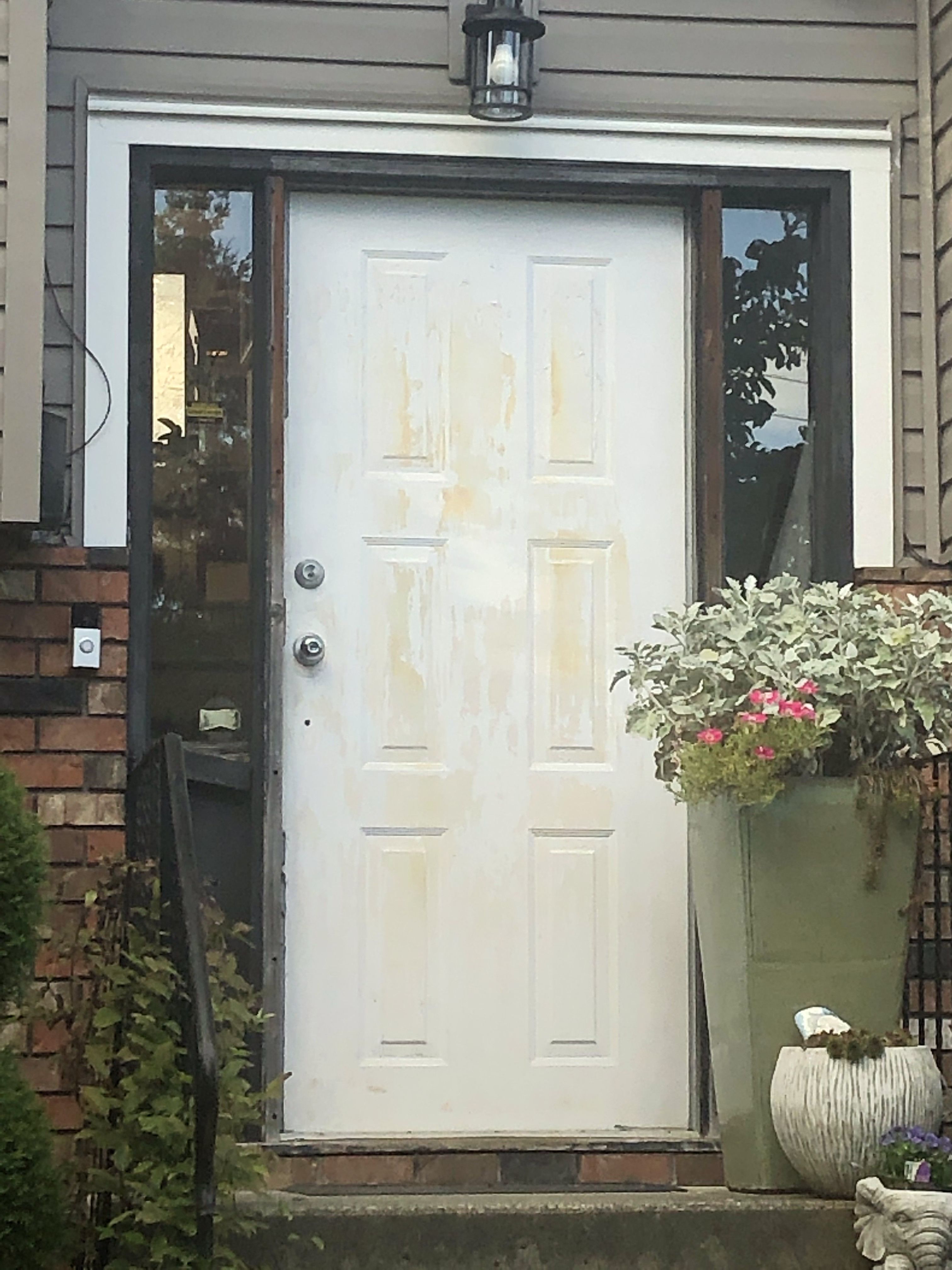 Finished fiberglass entry door close-out