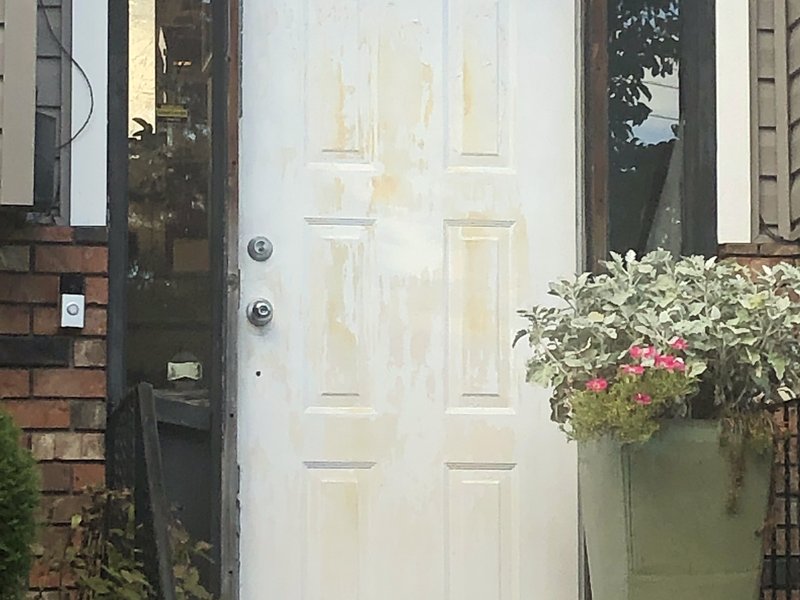 Finished fiberglass entry door close-out