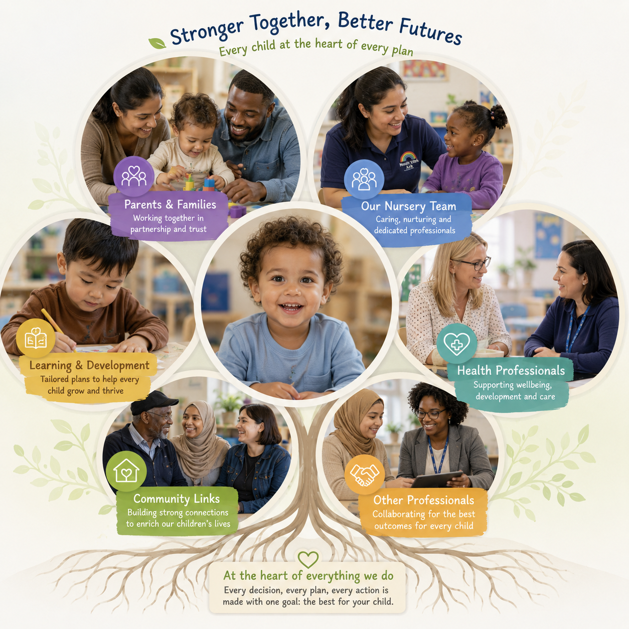 Nursery activity resources and healthy food setup