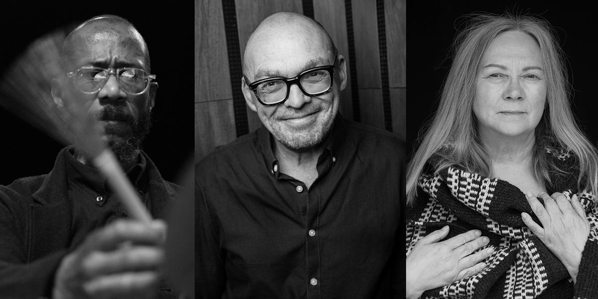 Sammensatt bilde av Brian Blade, Bugge Wesseltoft og Mari Boine