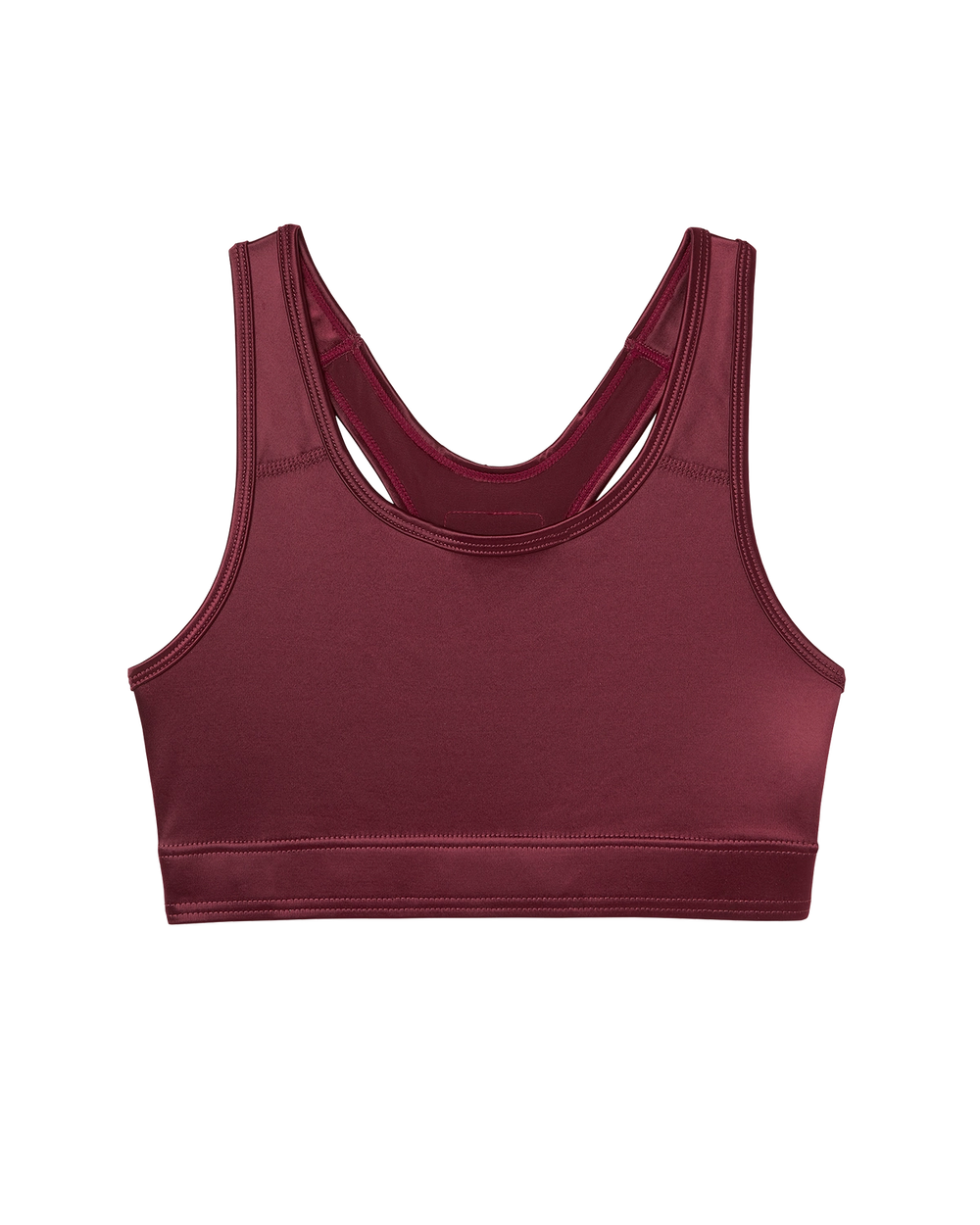 Sport-bh i bordeaux med breda axelband och en enkel, tålig design för bra stöd under träning. Gjord i mjukt och stretchigt material.