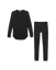 Set med svart, ribbad tröja och matchande långkalsonger i en enkel och bekväm unisex-design.