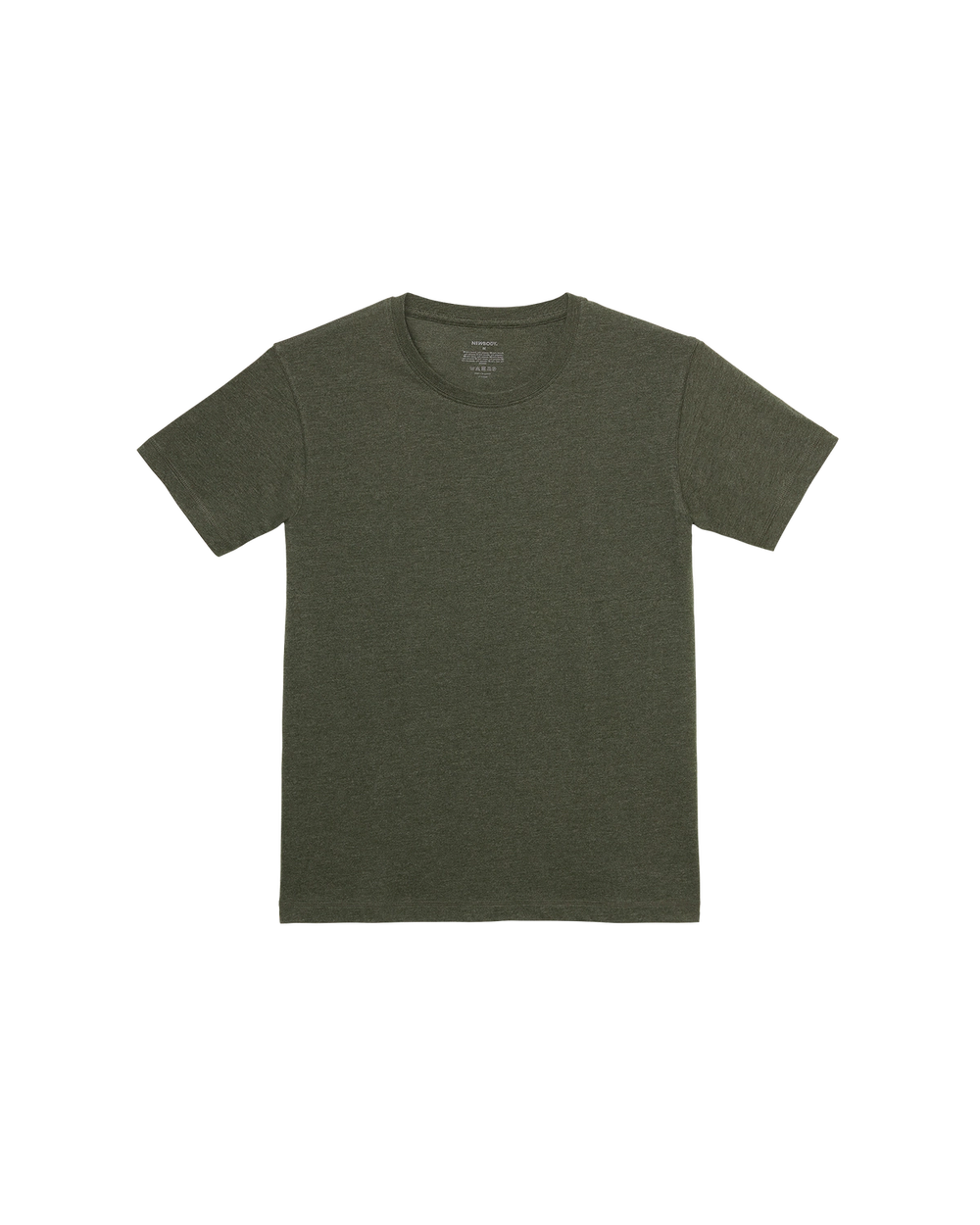 En enkel t-shirt i mörkgrönt med rund halsringning och korta ärmar i mjukt material.