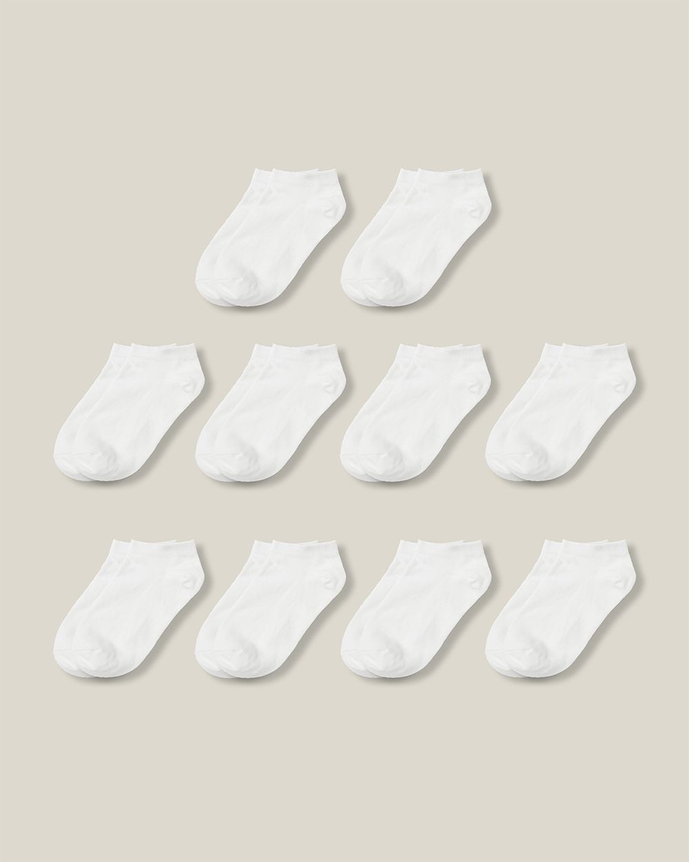 10-pack vita ankelsockor i kammad bomull, mjuk resårkant