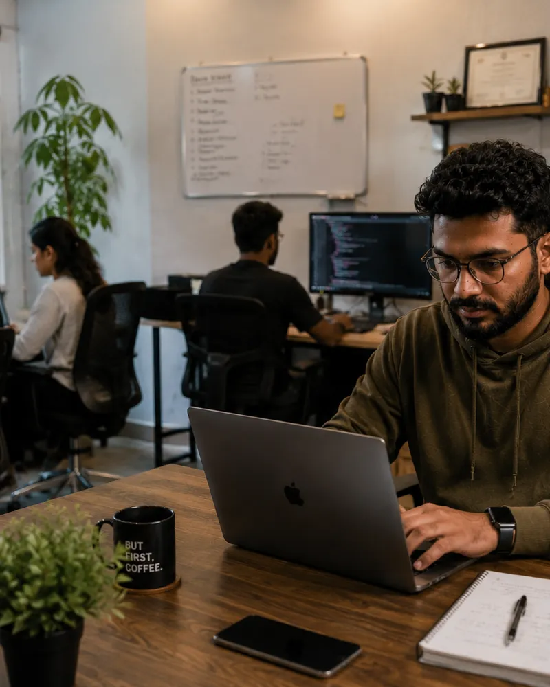 Ajju Iglesias at work — web designer and developer