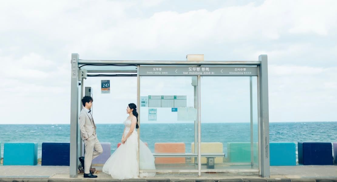 Newlywed couple sharing an intimate moment