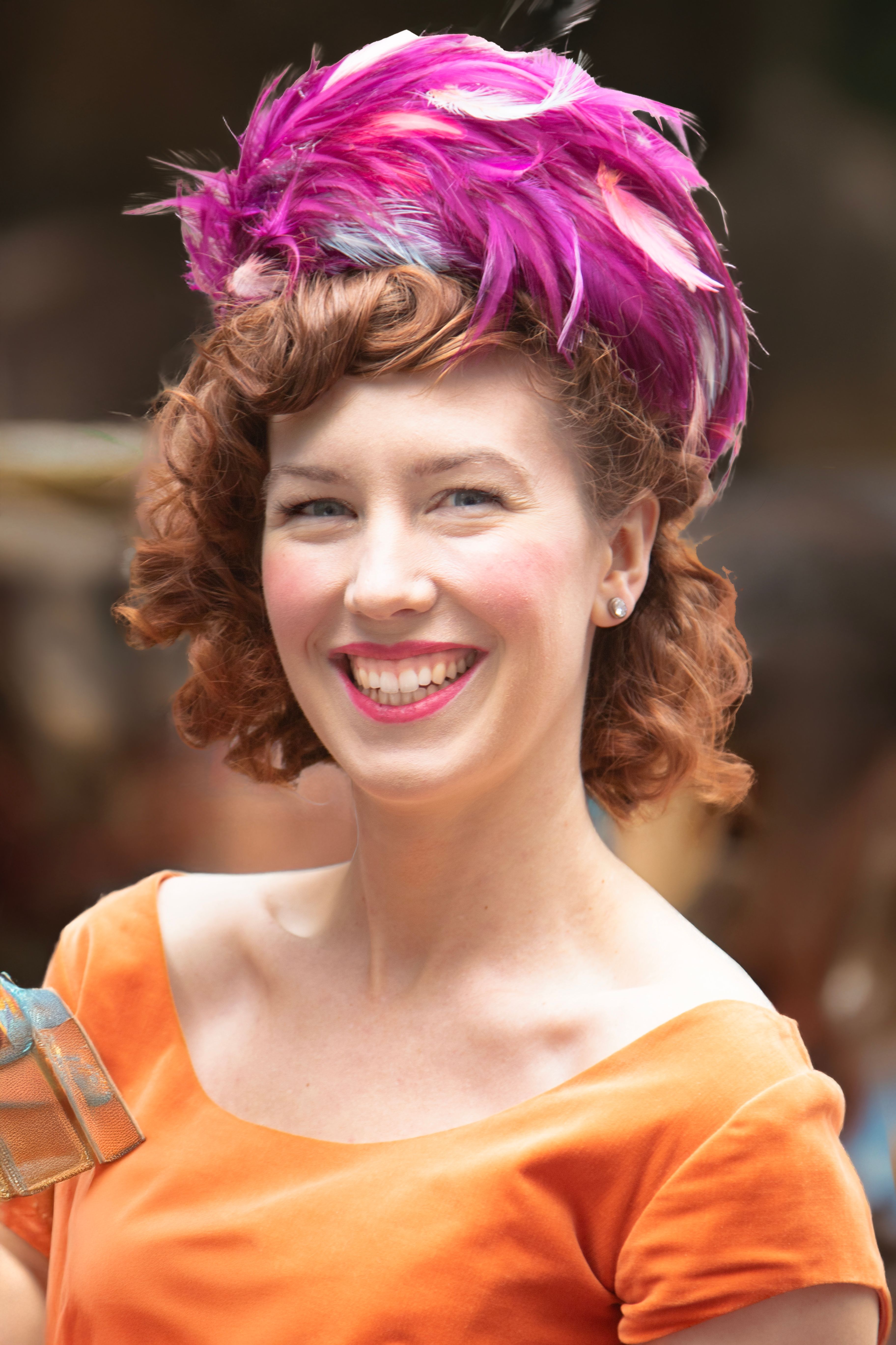 Feathered Glamour in Orange and Fuchsia