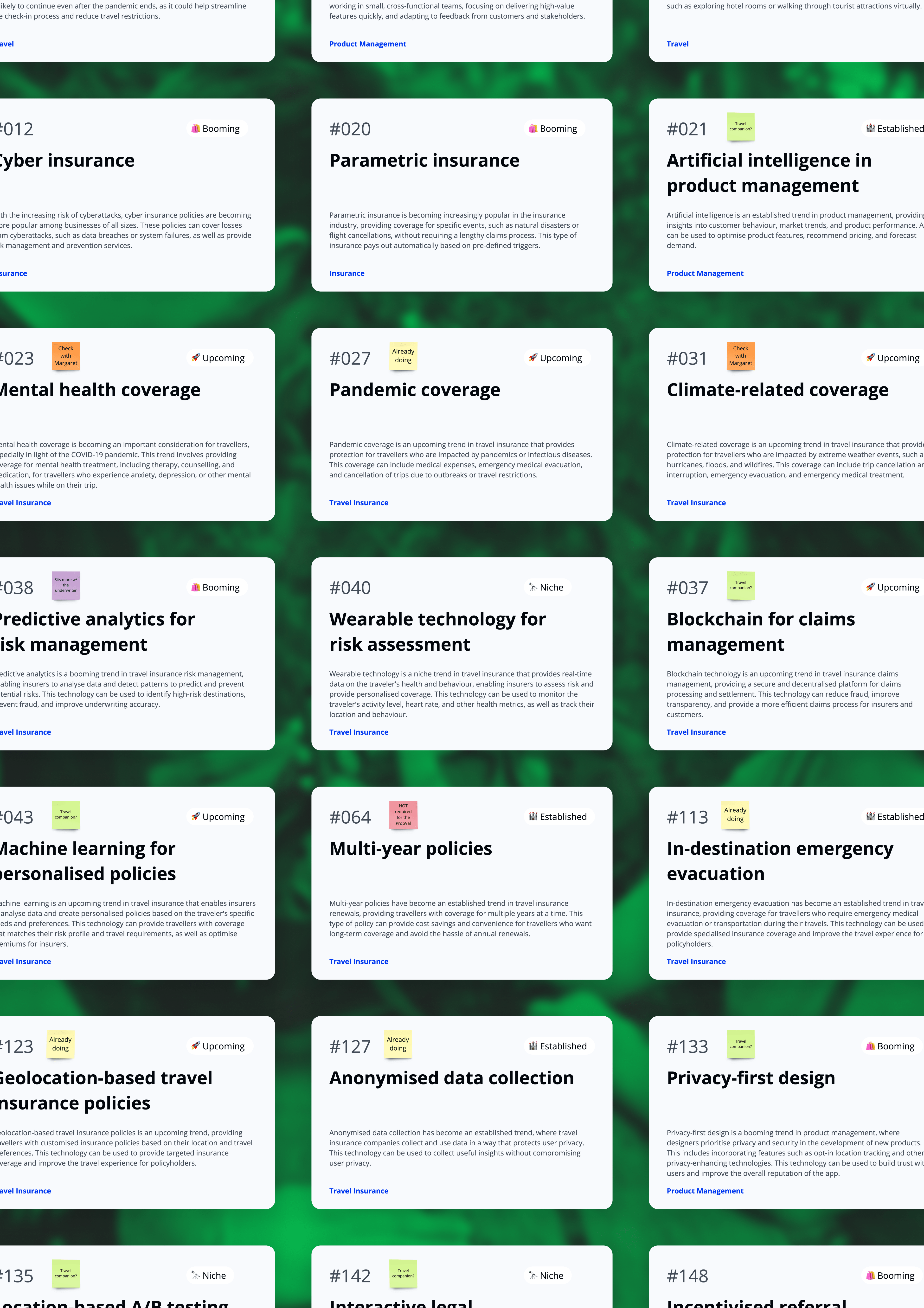 Visualisation of the research trends outcomes made by Glue for the client Wapp as part of the Future innovation for growth work-piece