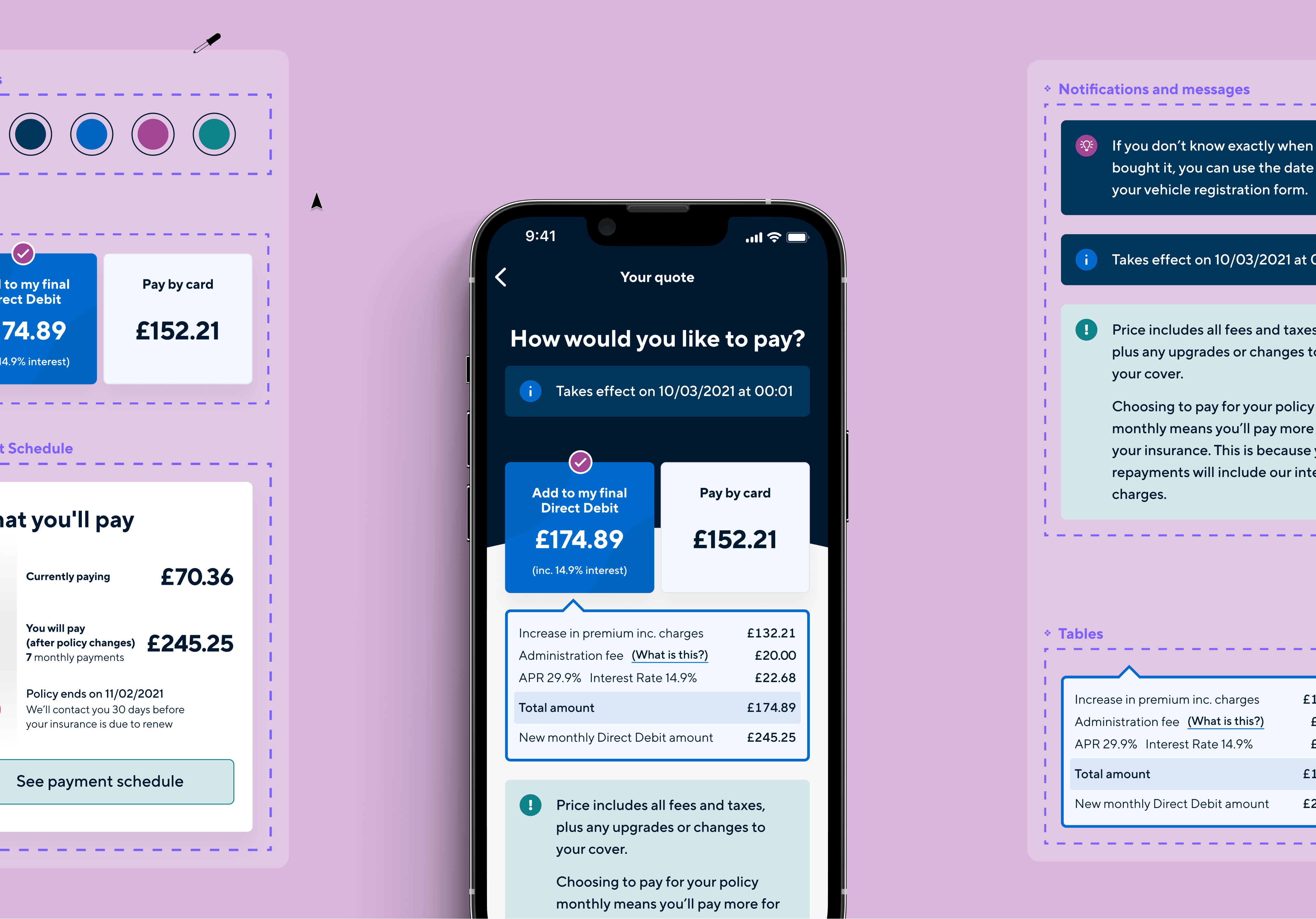 Design system components come together to create the app quote screen