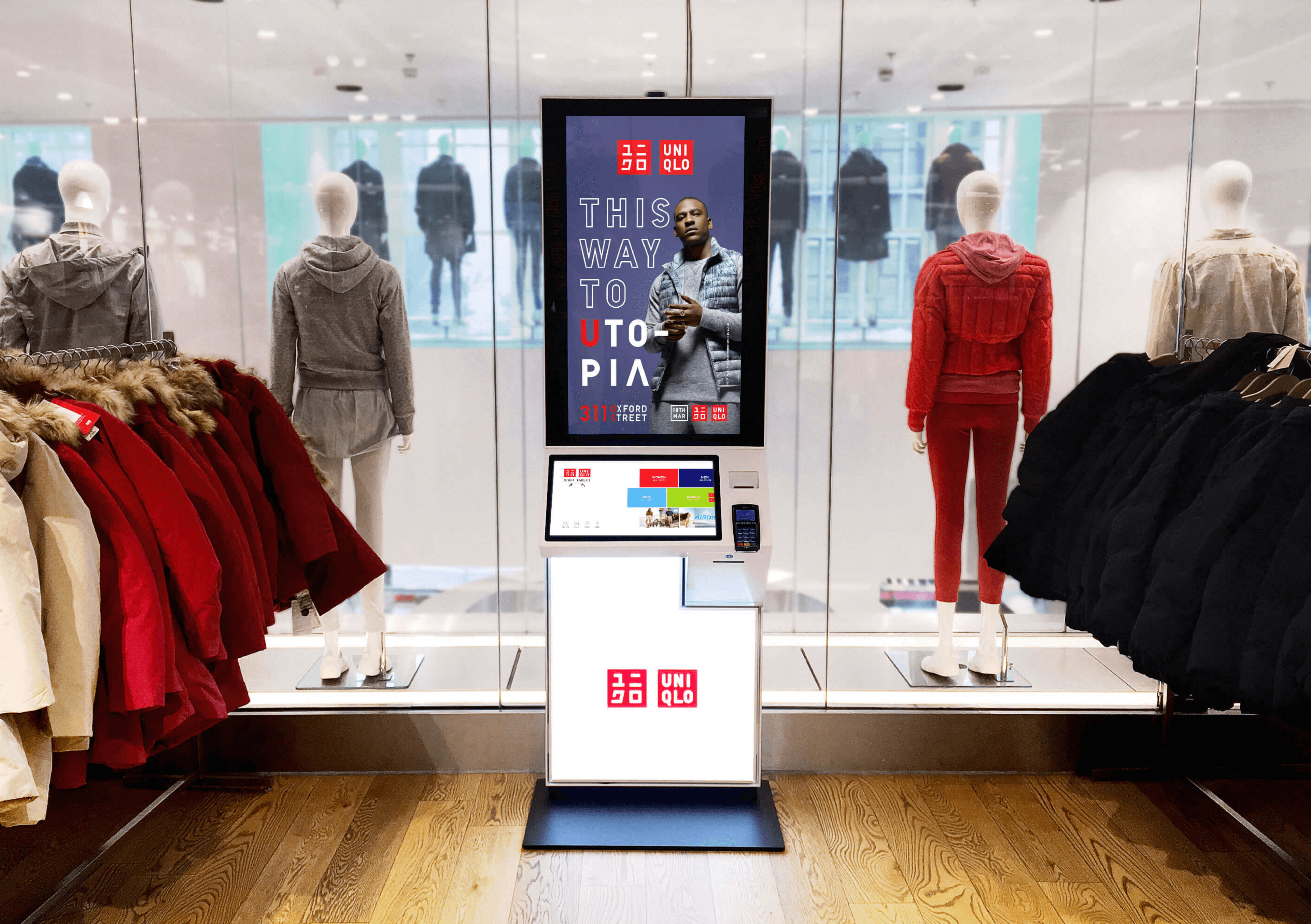 The Uniqlo kiosk is in situ within the Oxford St store in London