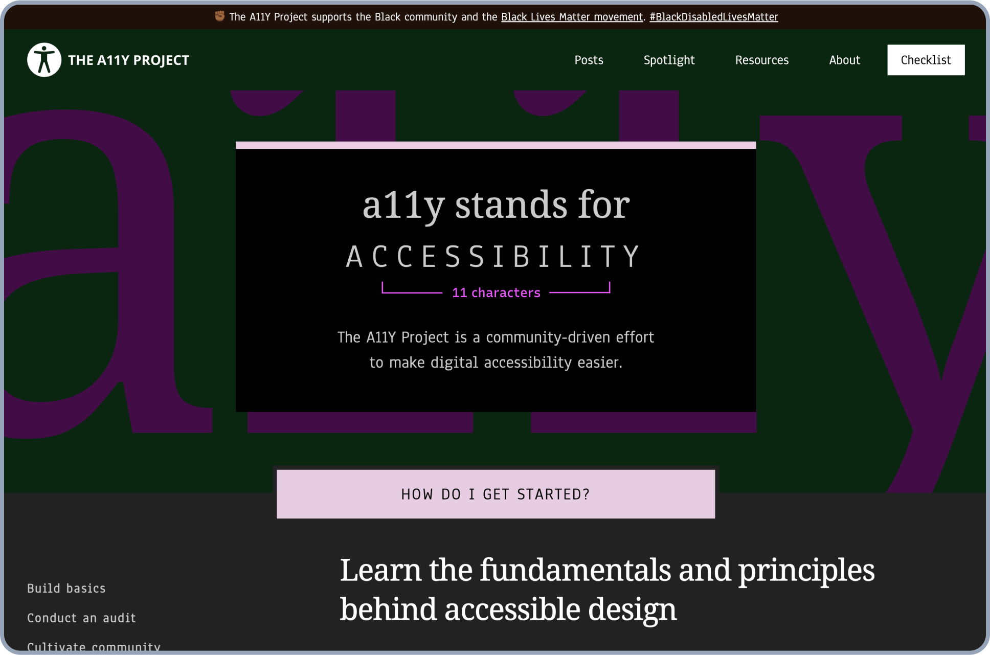 Screenshot of A11Y Website