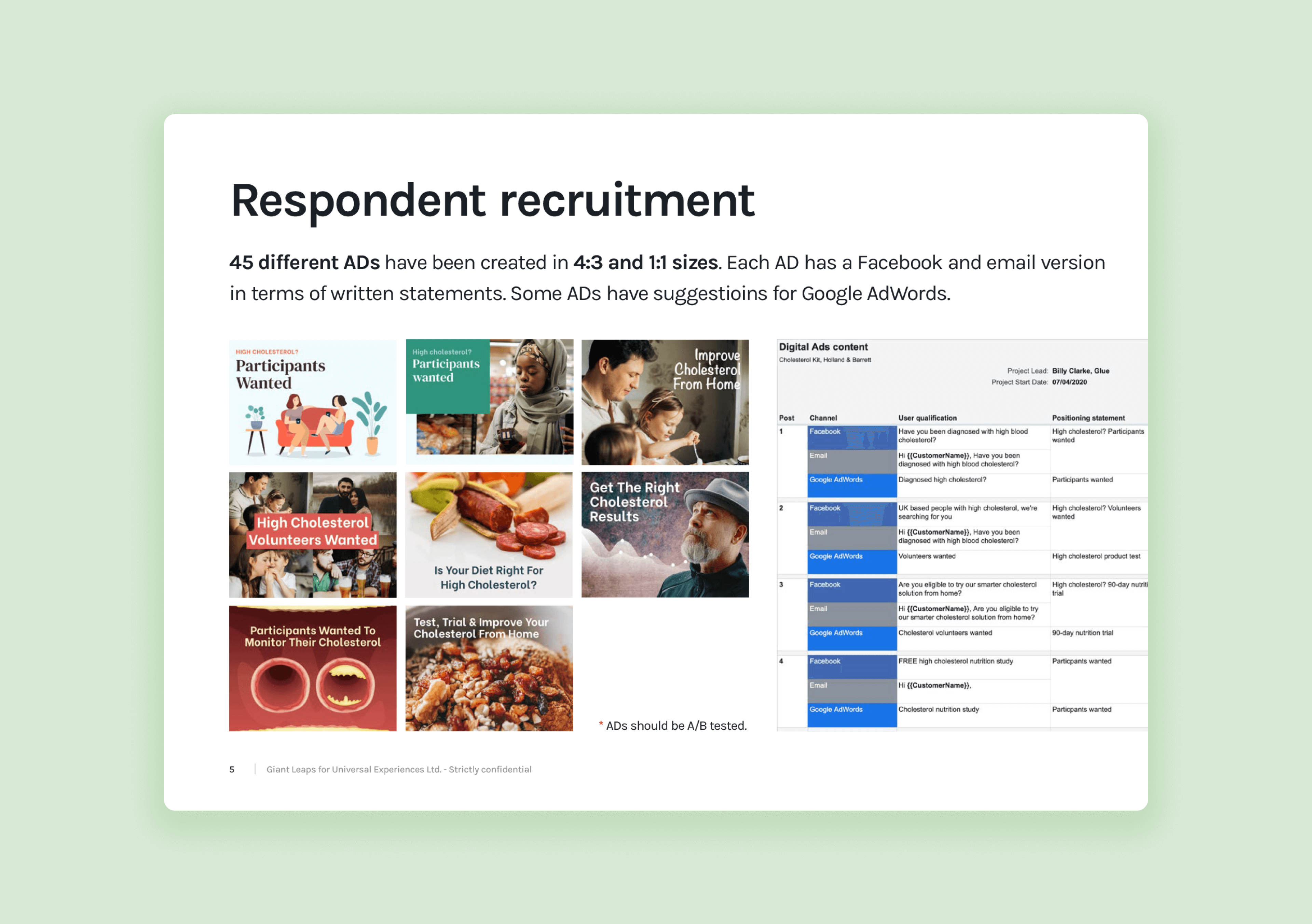An image showing the respondent recruitment details of a usability study