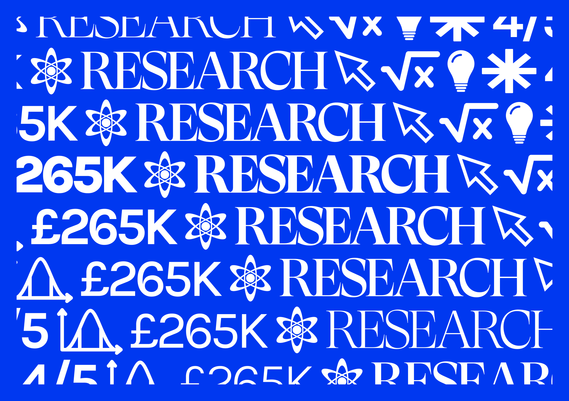 Visual representation of the Glue Workshop called Atomic Research Framework. Growth statistics and financial related figures are written on a blue coloured background
