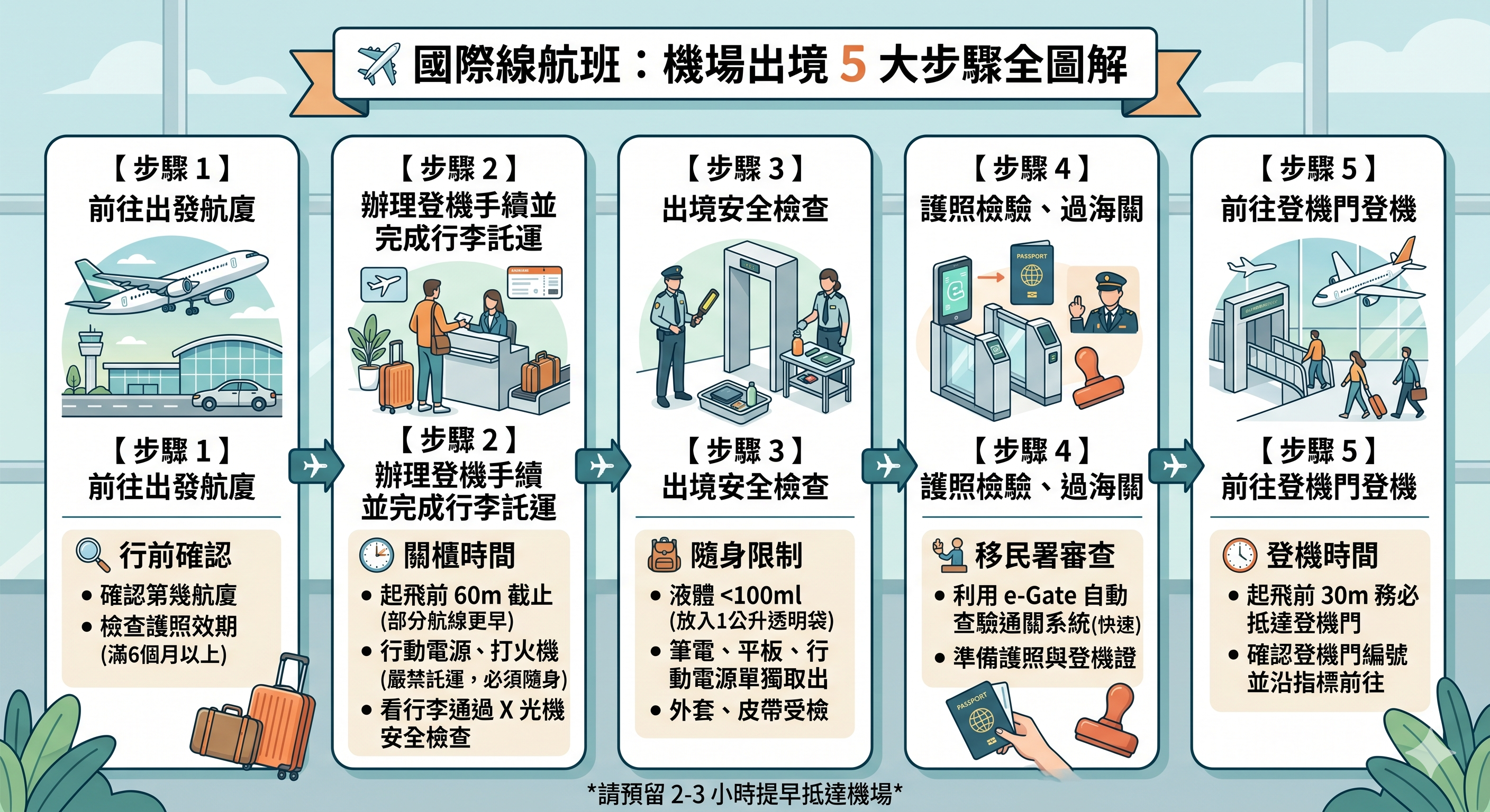 機場出境5大步驟圖解-zemo