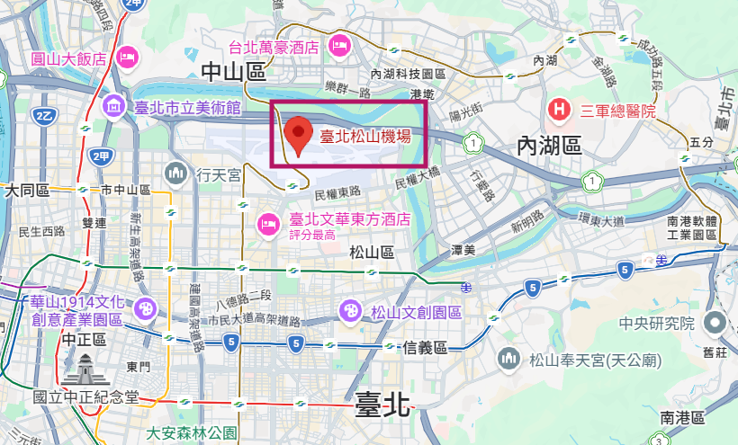 松山機場 市區機場 交通位置