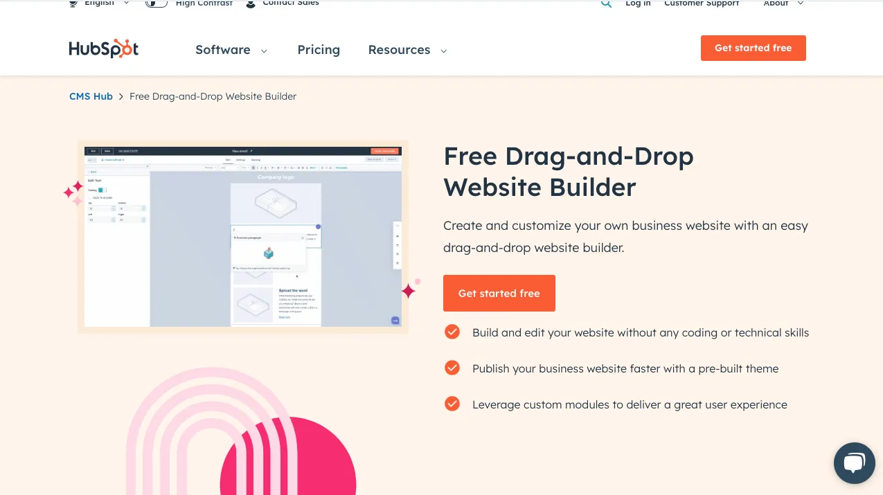 Website creation with HubSpot Website Builder