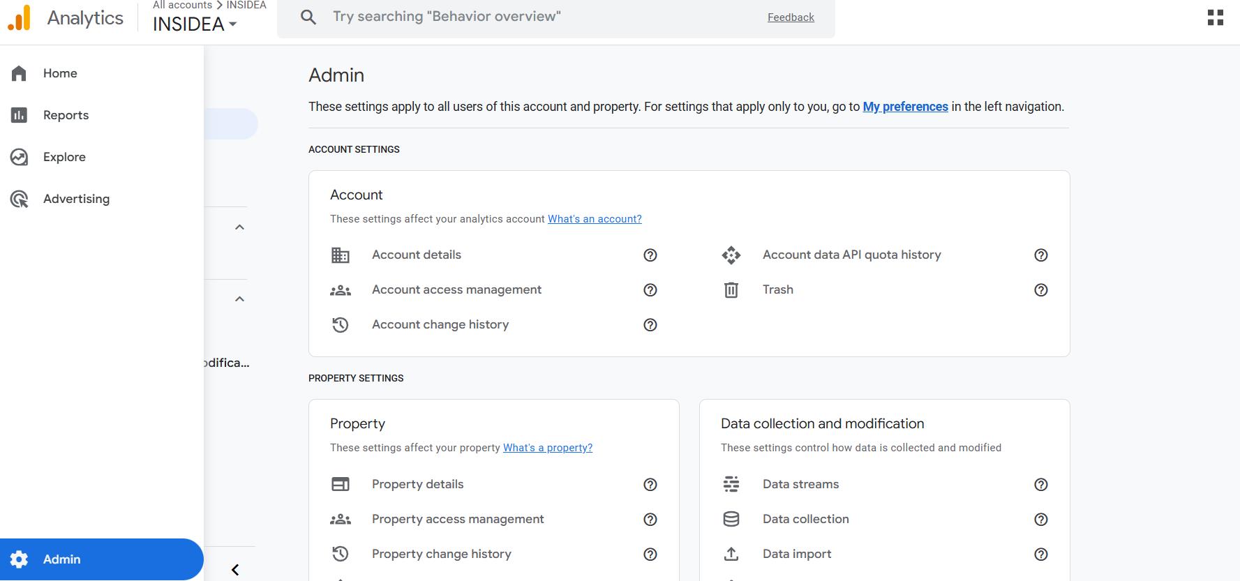 Go to Admin in GA4 (bottom left gear icon)
