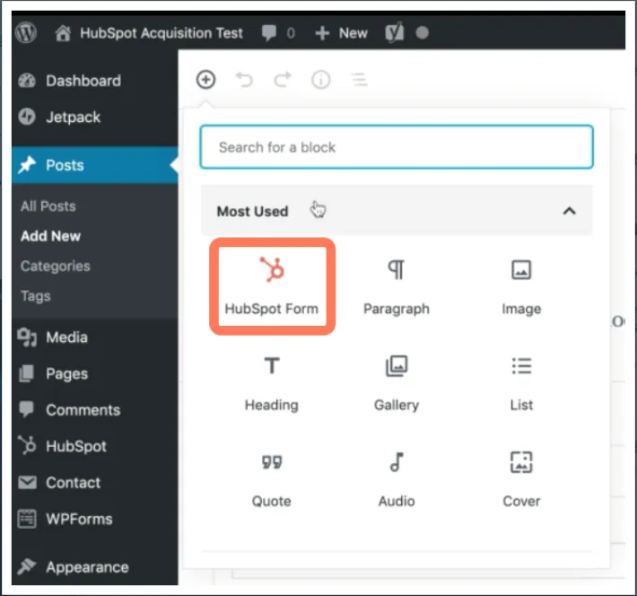 Open the Gutenberg Editor