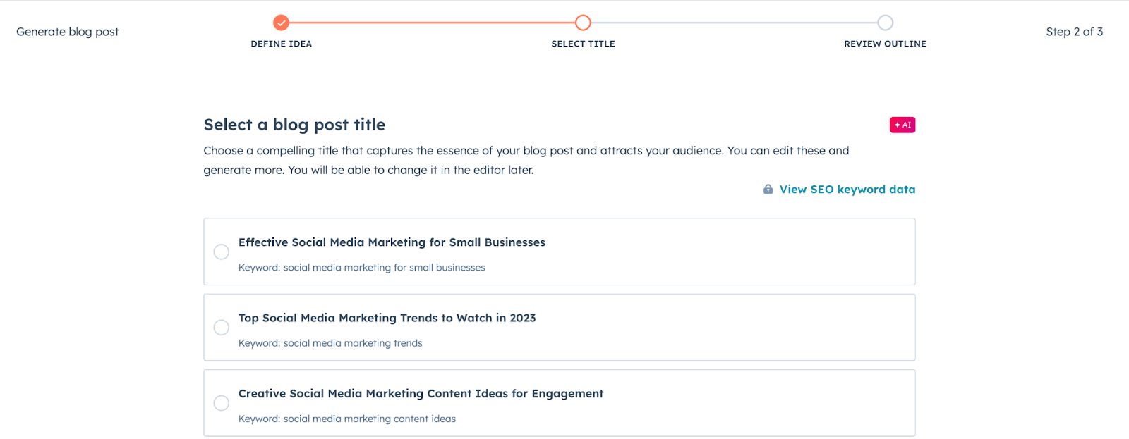Select blog title