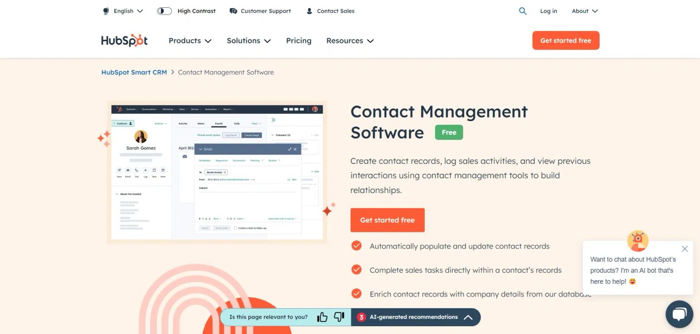 HubSpot Contact Management Software