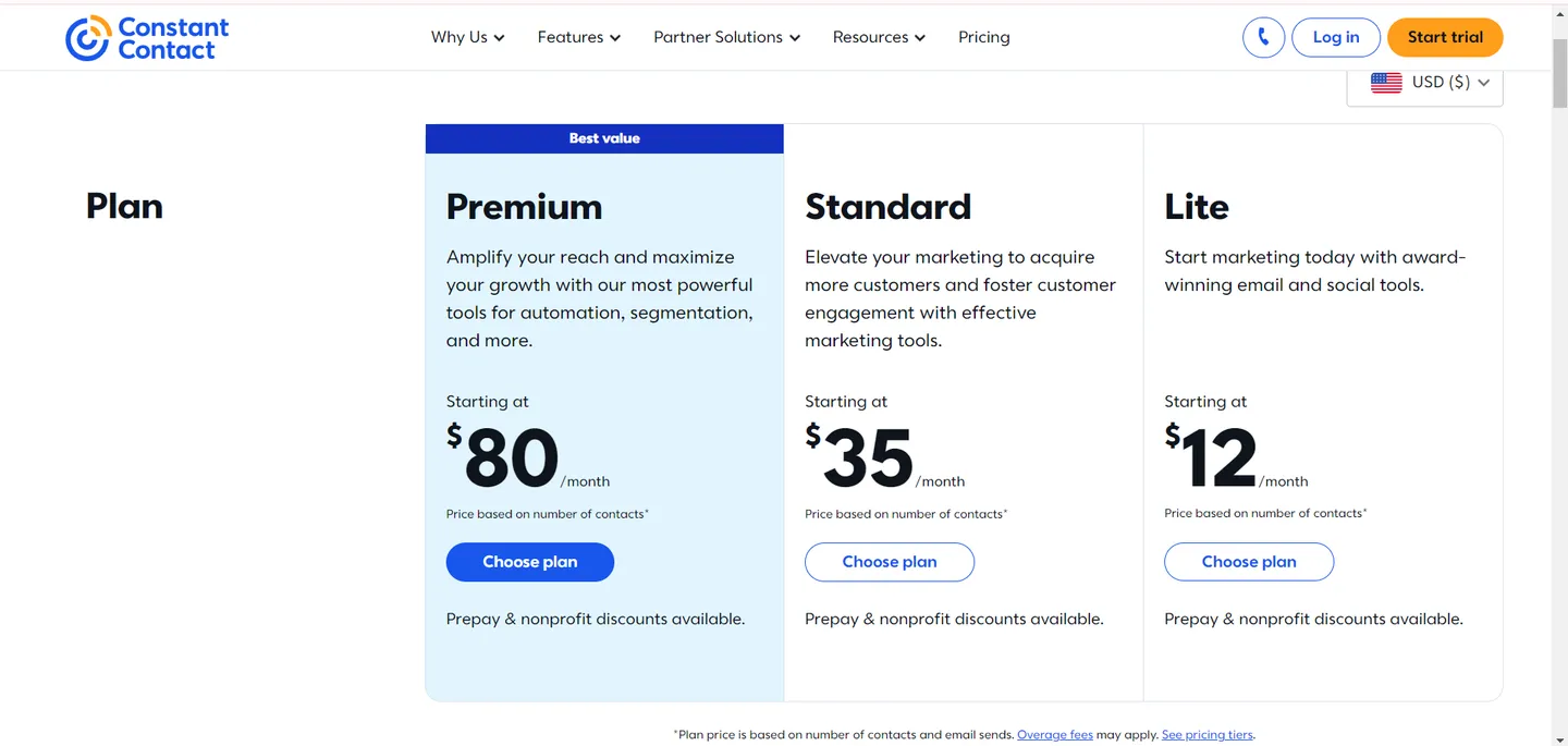 Constant Contact pricing