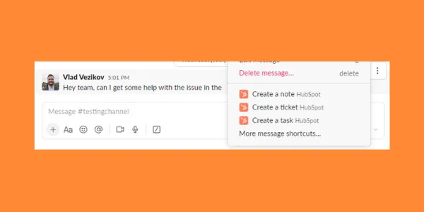 Turn Slack Messages into HubSpot Tasks