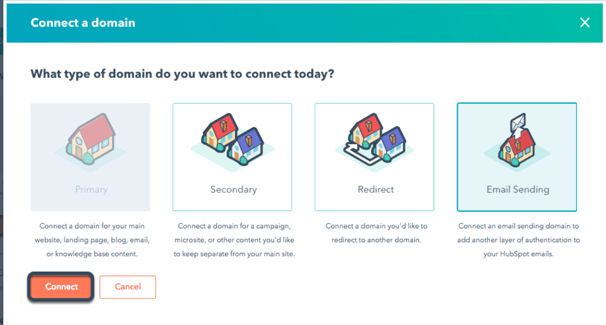 In Domains & URLs, select Connect a domain.