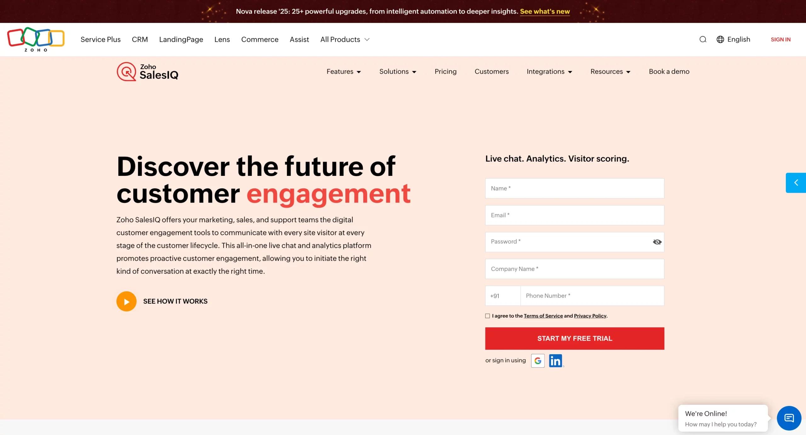 8. Zoho SalesIQ, Multilingual Chat for Businesses in the Zoho Ecosystem(1)