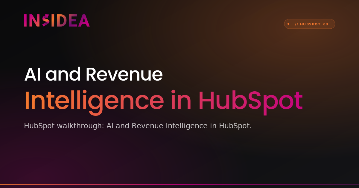 AI and Revenue Intelligence in HubSpot | INSIDEA