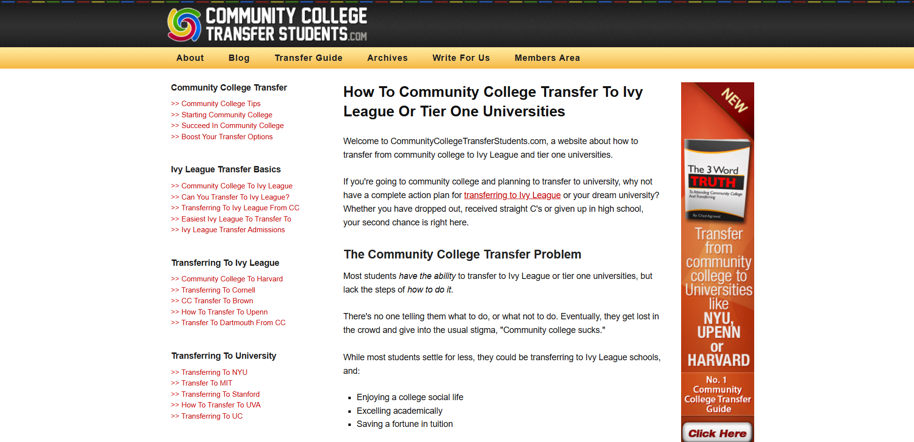 COMMUNITY COLLEGE STUDENTS TRANSFER