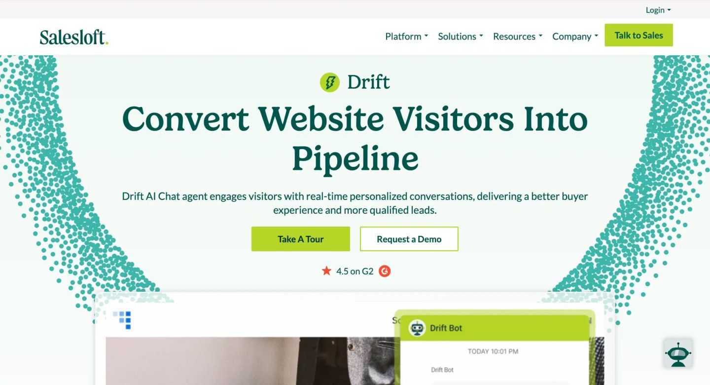 10. Drift, Conversational Chat Built for B2B Sales & ABM
