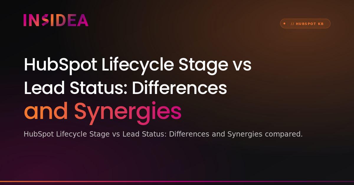 HubSpot Lifecycle Stage vs Lead Status Explained | INSIDEA