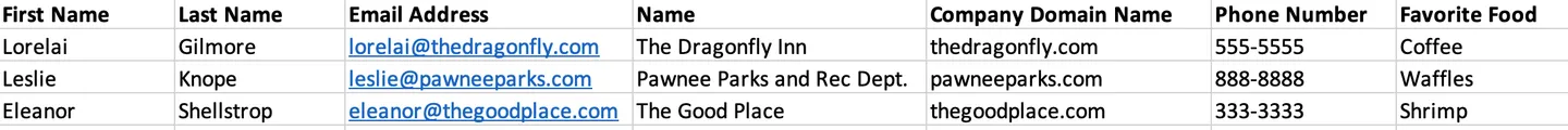 Structure the Excel File